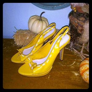 Yellow Sling back heels